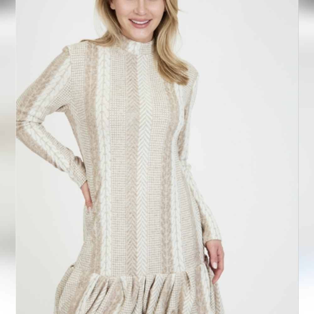 Elegant Cream and grey Women's Dress